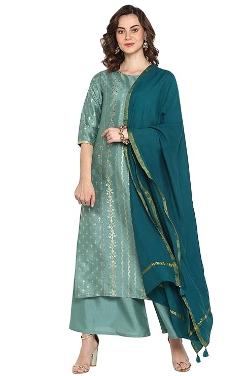 Silk Blend Kurta Set with Dupatta